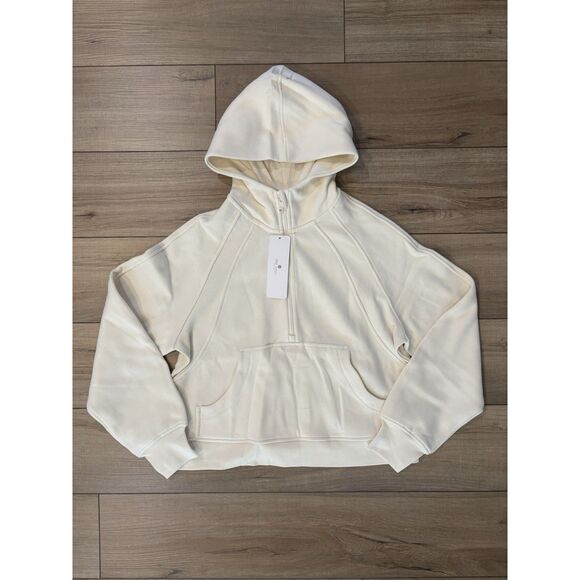 CRZ Yoga Half Zip Women's Scuba Hoodie Fleece Lined S Small Beige NWT Sweater - Picture 4 of 4